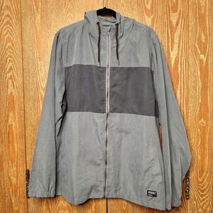 Ezekiel Lightweight Windbreaker Jacket USA Colorblock Hooded Men XL Black Gray
